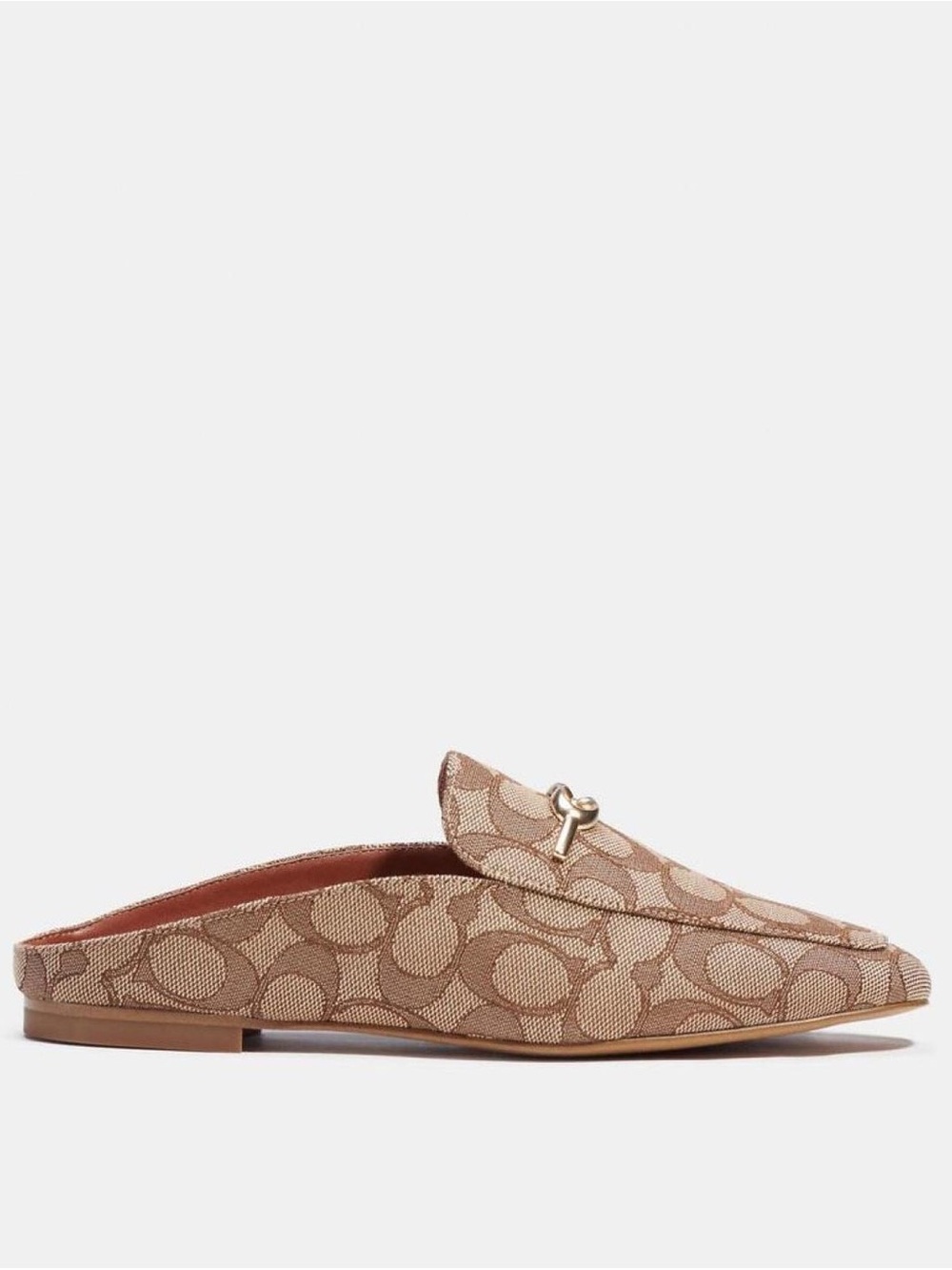 Coach Sienna Cig Slide Mules Shoes in Khaki Saddle C Logo Sz 8 B C5771 Summer - Picture 7 of 14
